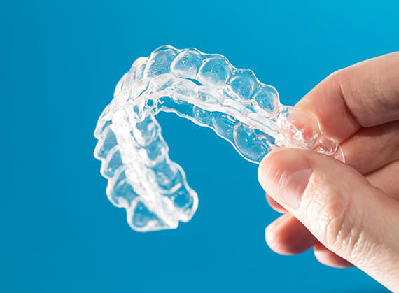 closeup of a set of clear aligners